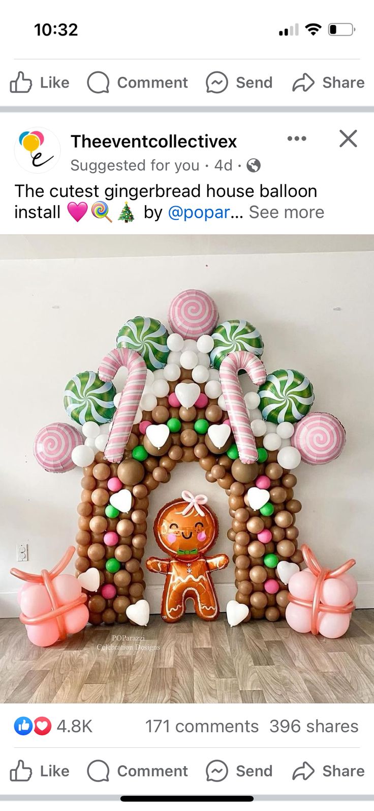 an image of a gingerbread house balloon decoration