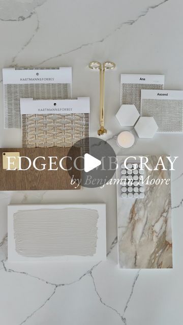 an assortment of white and brown items on a marble surface with the words edgecover gray