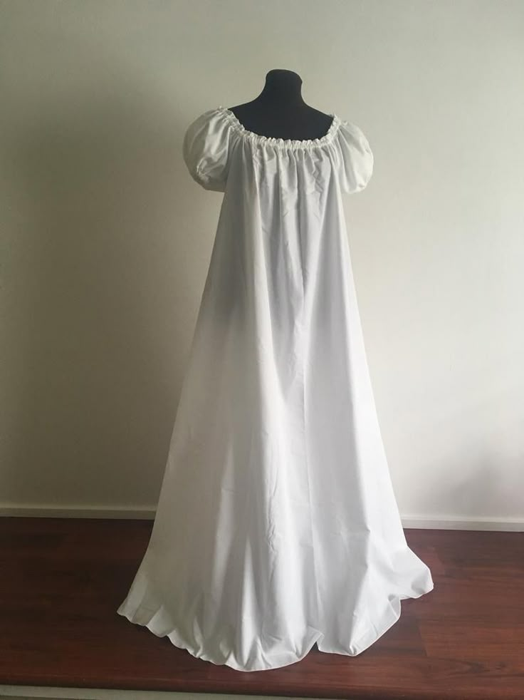 White 100% Cotton Summer Full-length Beautiful Irish Chemise | Etsy Full Gown, Medieval Gown, Regency Dress, Rehearsal Dress, Regency Era, Under Dress, Historical Dresses, Elbow Length Sleeve, Lovely Dresses