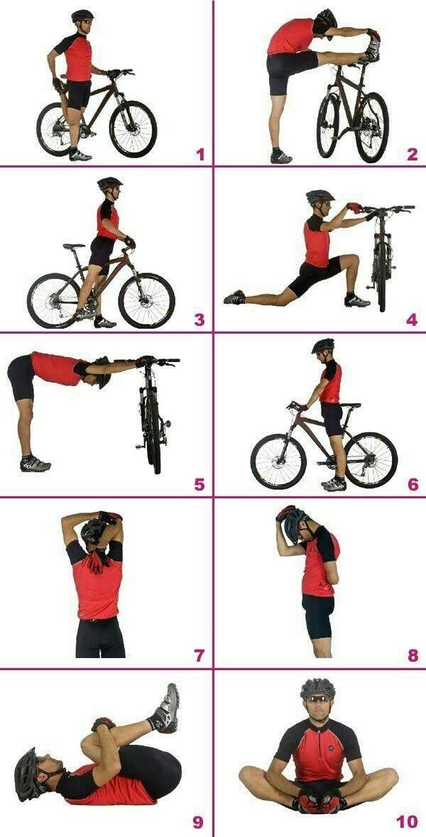 an image of a man doing exercises on his bike with the instructions to do it