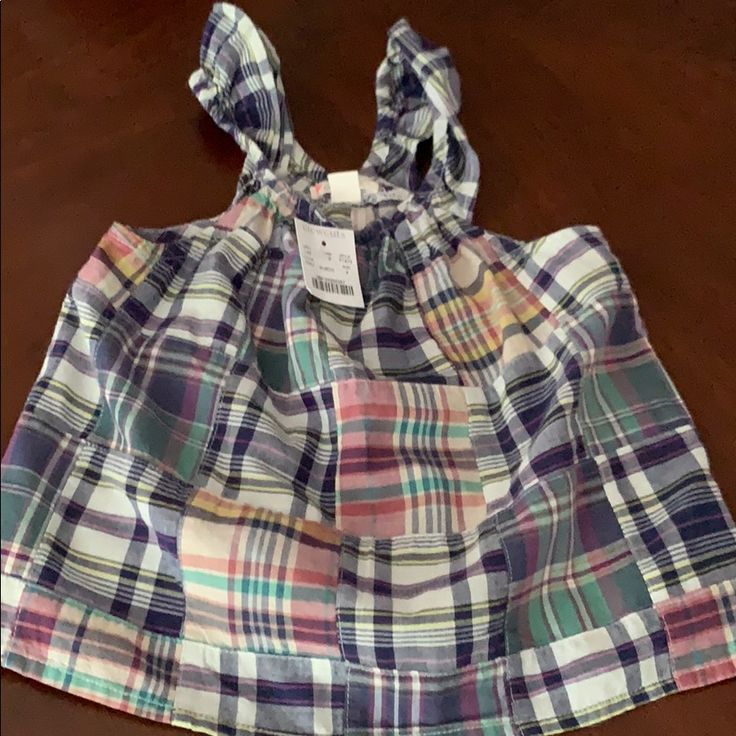 Madras Print Crewcuts Sleeveless Top Navy Green Yellow And Purple. Madras Plaid Dress, Madras Shirt, Ruffle T Shirt, Orange Tank Top, Girls Tie, White Sleeveless Top, Tie Dye Tank Top, Tanktop Girl, Grey Tank Top