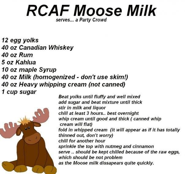 a poster with instructions on how to make a moose milk