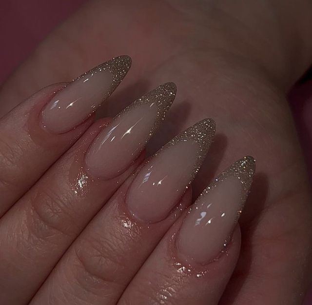 Almond French Tip Nails, Nails August, White French Tip Nails, Almond French Tip, Fat Fingers, Glitter French Nails, Nails Unique, Nails Dark, White French Tip