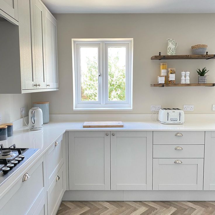 the kitchen is clean and ready for us to use in its new owner's home