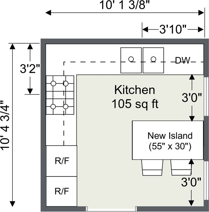 the floor plan for a kitchen and living room with measurements to fit into each area