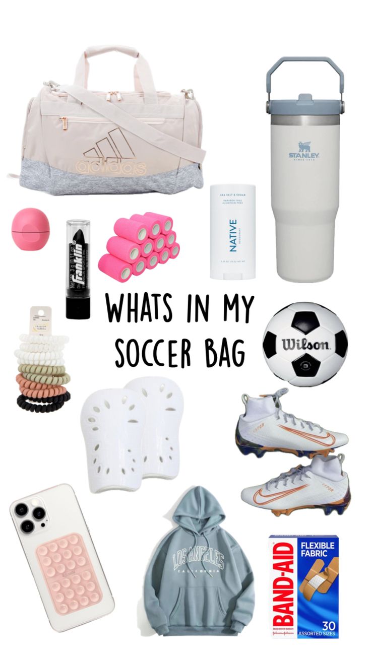 what's in my soccer bag with the words on it and other things to pack