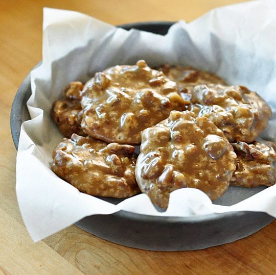 some cookies are in a bowl on a table