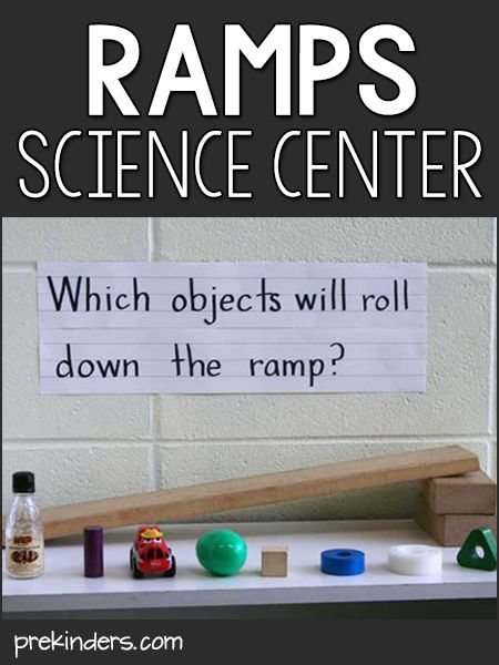 a sign that says ramp science center which objects will roll down the ramp?