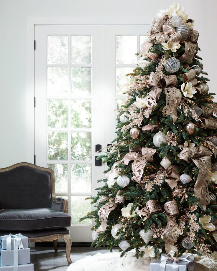 a decorated christmas tree in a living room