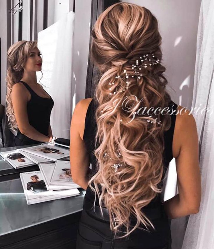 Long Loose Wedding Hair, Long Wedding Hair, Rose Gold Hair Piece, Long Hair Vine, Bohemian Headpiece, Wedding Hairpiece, Hair Vine Bridal, Wedding Hair Vine, Pearl Hair Vine