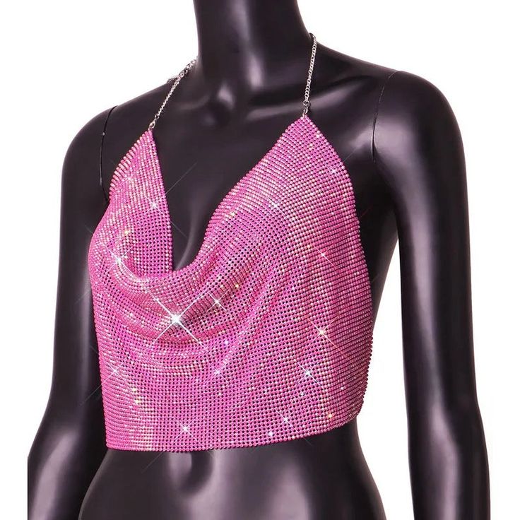 Rhinestone crop top. Cheap Pink Tops With Glitter Print, Luxury Fitted Pink Crop Top, Luxury Rhinestone Crop Top For Party, Luxury Pink Evening Crop Top, Luxury Crystal Embellished Crop Top For Women, Luxury Elegant Pink Crop Top, Luxury Crystal Embellished Crop Top, Cheap Pink Glitter Print Tops, Cheap Pink Glitter Tops