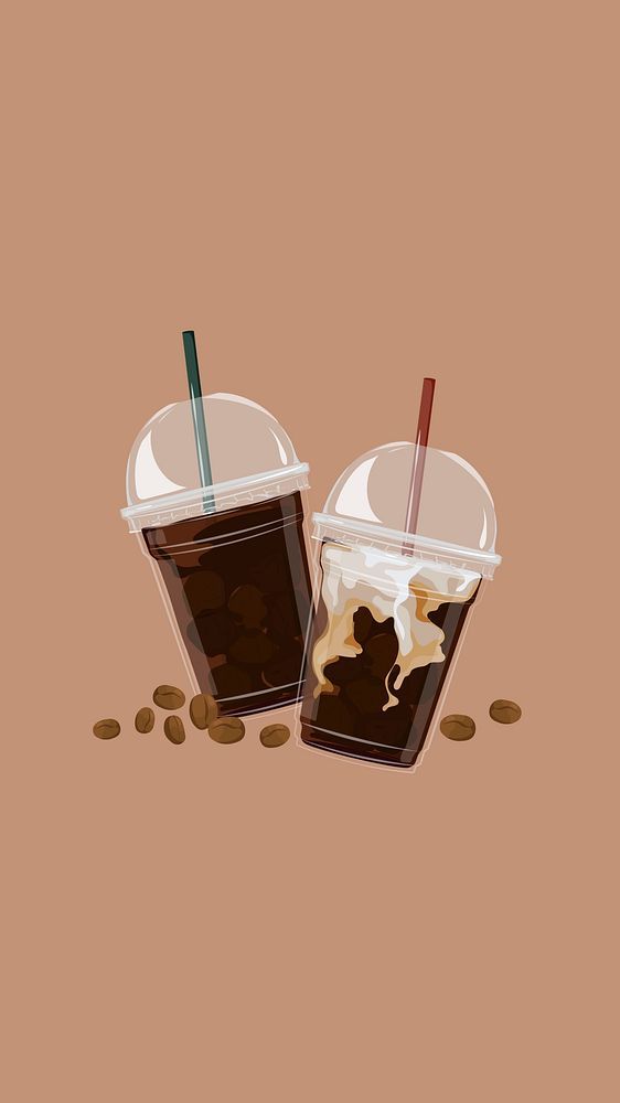 two iced coffees sitting on top of each other