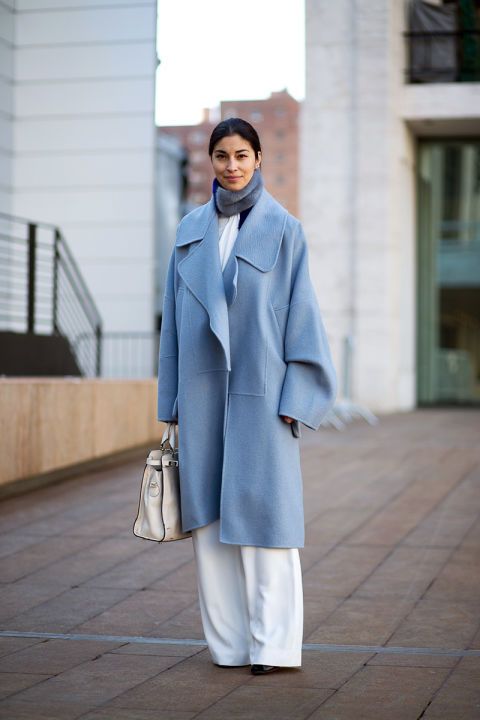 Blue Coat Outfit, The Big Chill, Caroline Issa, New York Fashion Week Street Style, Big Chill, Blue Coat, Street Style Winter, Autumn Street Style, Coat Outfits