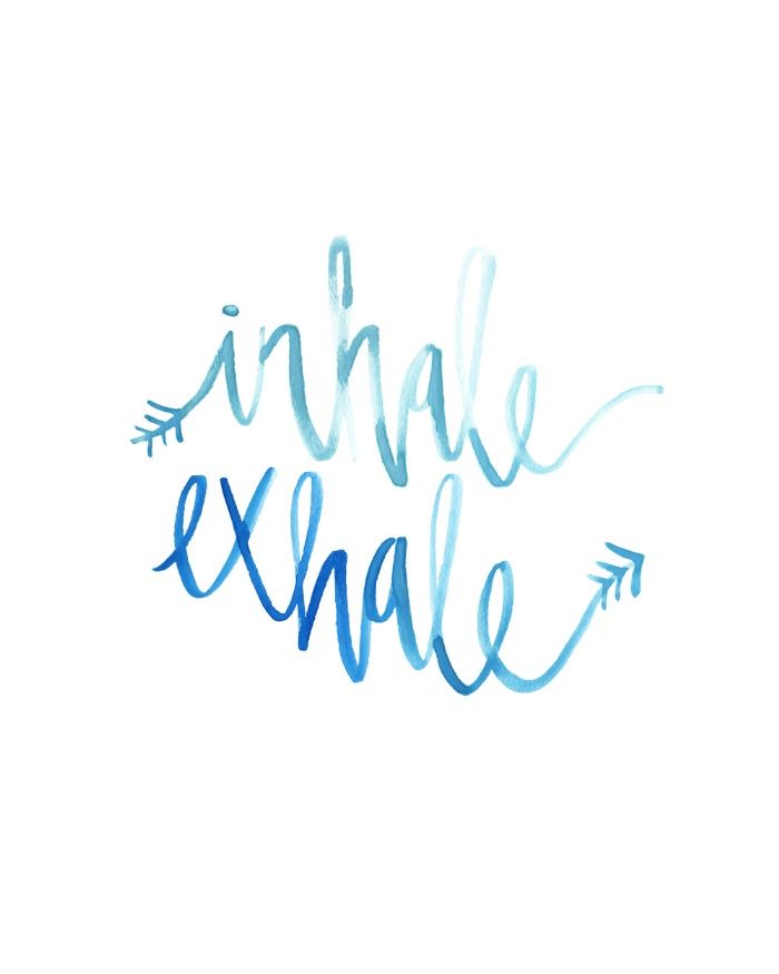 the words kindle exhale written in blue ink on a white background with an arrow