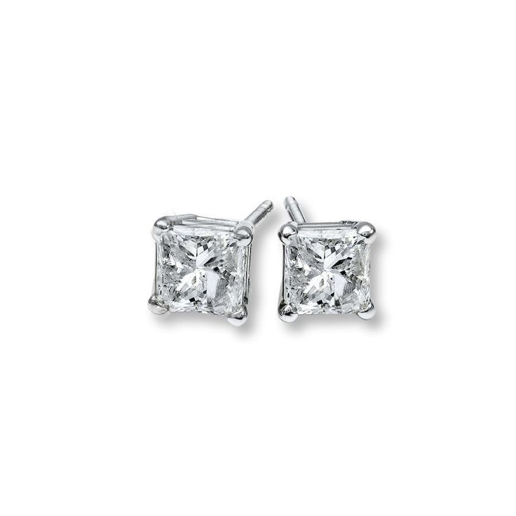 Square Cut Cubic Zirconia Earrings With Diamond Accents, White Gold Platinum Diamond Earrings With Single Diamond, Platinum White Gold Diamond Earrings With Single Diamond, White Gold Diamond Accent Baguette Earrings, White Gold Baguette Cut Diamond Earrings With Accents, Silver Radiant Cut Diamond Earrings, Silver Diamond Earrings With Radiant Cut, Silver Radiant Cut Diamond Earrings For Formal Occasions, Elegant Platinum Earrings With Single Diamond