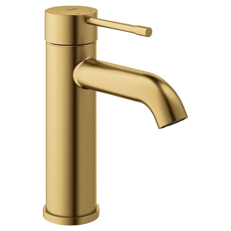 a gold faucet on a white background