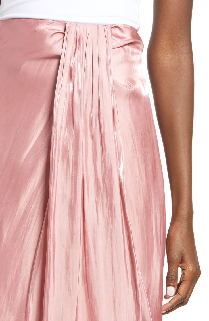 Beautifully draped, gathered fabric styles an undeniably elegant skirt with a metallic sheen. Style Name:Endless Rose Metallic Skirt. Style Number: 6112049. Elegant Summer Draped Skirt With Folds, Elegant Draped Skirt With Folds For Summer, Spring Draped Silk Skirt, Spring Silk Draped Skirt, Spring Draped Bottoms With Folds, Elegant Draped Skirt With Folds For Spring, Silk Draped Skirt For Spring, Chic Satin Draped Skirt For Spring, Draped Formal Skirt For Spring