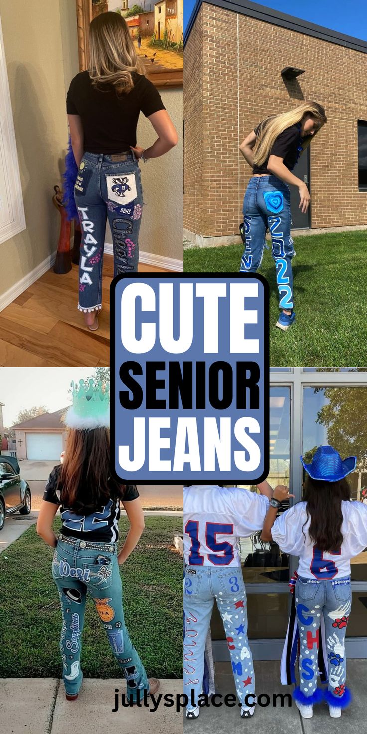 Senior Jeans Senior Jeans Ideas, Stylish Seniors, Senior Jeans, Jeans Ideas, Graduation Party Planning, Memories With Friends, Age Is Just A Number, College Planning, Senior Quotes