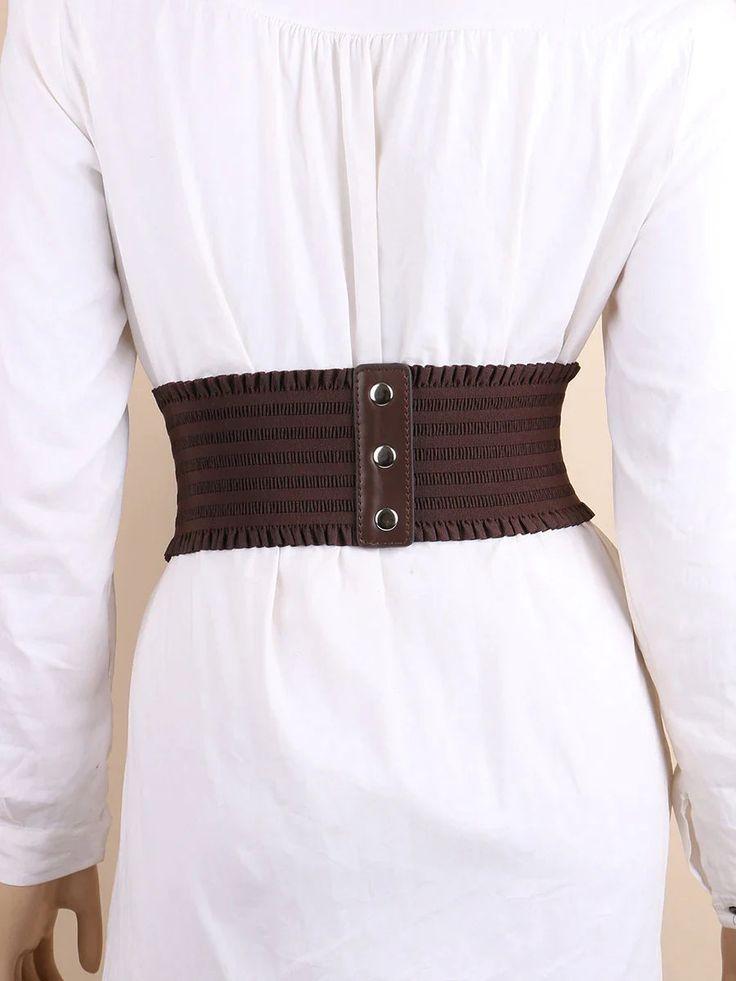 Transforming your look is easy with the right belt. Give your waist a unique touch and make a fashion statement with our lace elastic sash corset style belt with retro buckle. Get ready to receive the love of the drag queens who love our belts! Belt Material: PU Style: Fashion Width: 5.9"/15cm Waist: S: 25.6"-29.5"/65-75cm M: 29.5"-33.5"/75-85cm L: 33.5"-37.4"/85-95cm XL: 37.4"-41.3"/95-105cm XXL: 41.3"-49.2"/105-125cm Adjustable Brown Corset Belt With Matching Belt, Vintage Fitted Belted Corset Belt, Vintage Fitted Corset Belt, Chic Fitted Brown Belt, Chic Brown Corset Belt, Brown Fitted Corset Belt With Removable Feature, Fitted Brown Belt For Party, Adjustable Vintage Corset Belt, Adjustable Vintage Corset Belt With Removable Feature