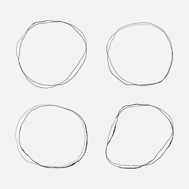 four circles drawn in black and white with one circle on the top, two are empty