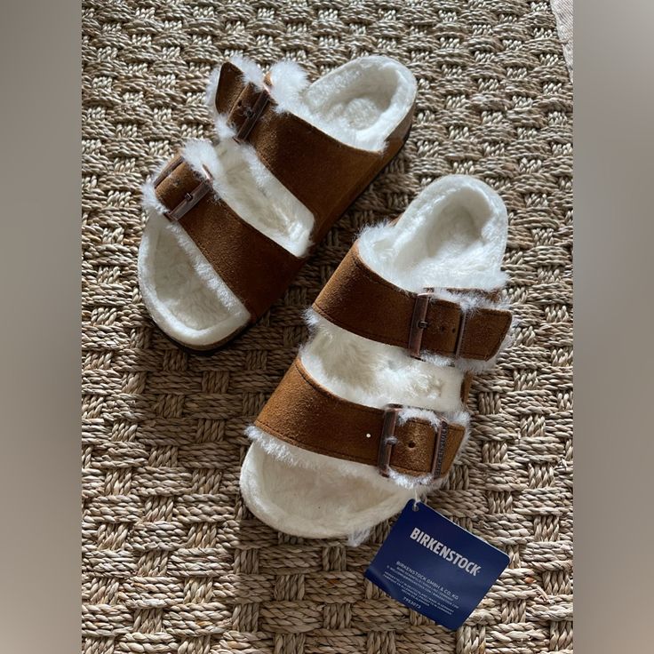 Brand New W/Tags! Purchased Another Style So Am Letting This One Go. Never Worn! Size 37, I Wear A Size 7.5, Will Also Fit Size 7. Thanks For Viewing And Sharing, And Happy Summer To All! Round Toe Sandals With Faux Fur Lining In Shearling, Shearling Sandals With Faux Fur Lining And Round Toe, Winter Sandals With Faux Fur Lining And Round Toe, Casual Closed Toe Sandals For Winter, Casual Shearling Sandals With Round Toe, Winter Shearling Sandals With Round Toe, Casual Shearling Sandals For Winter, Birkenstock Shearling, Birkenstock Brown