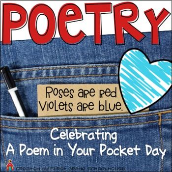 a poster with the words poetry written on it and a heart in the back pocket