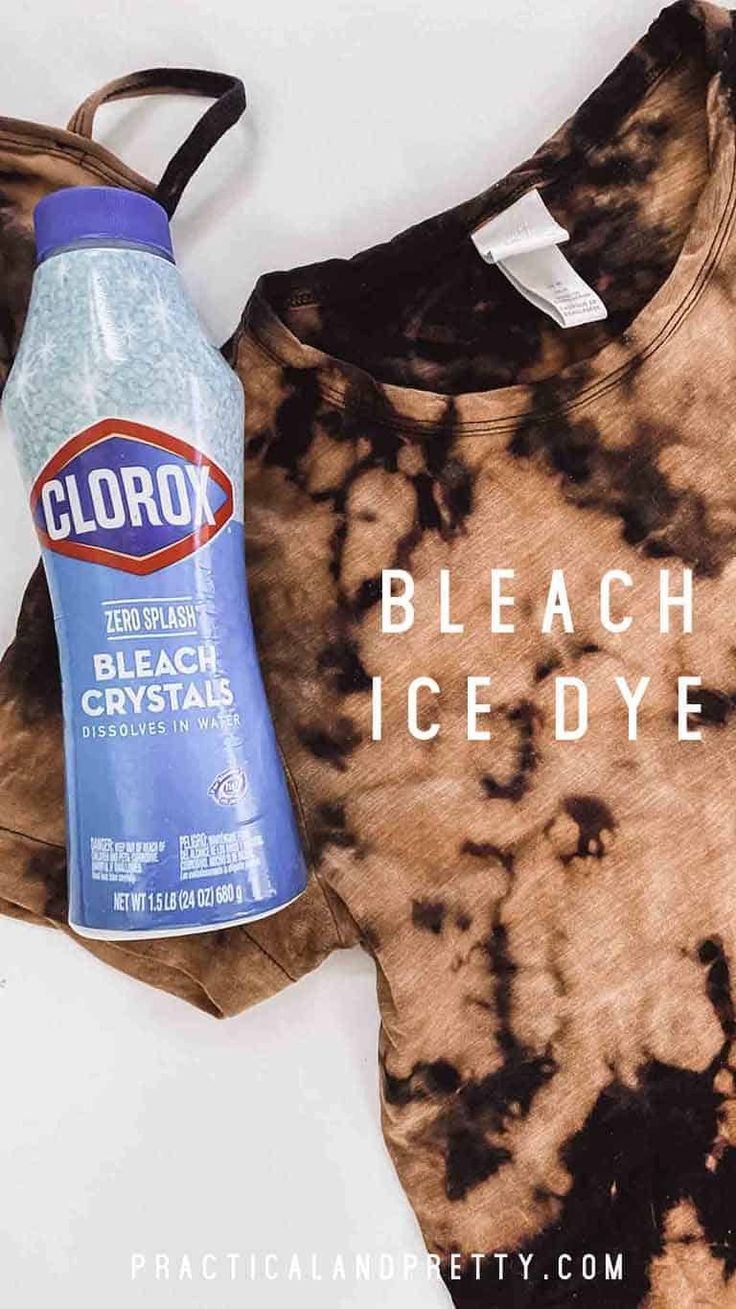 a bottle of bleach ice dye next to a t - shirt