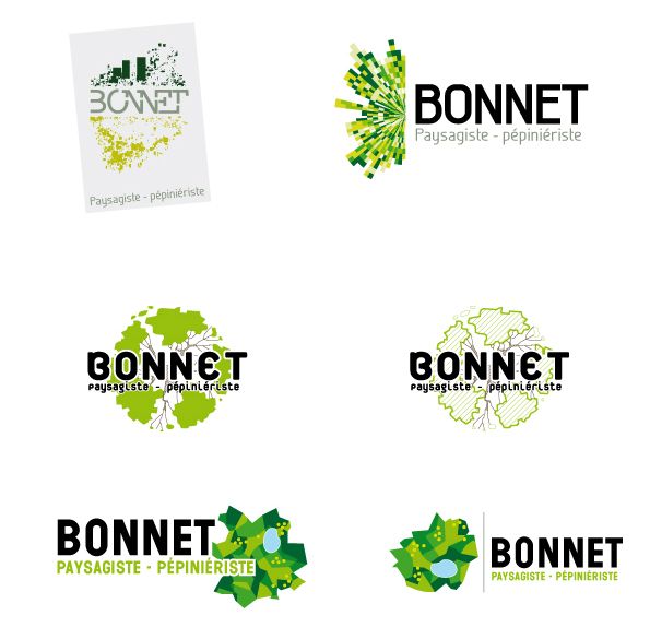 four different logos for bonnet, the company that sells bonnet and other products