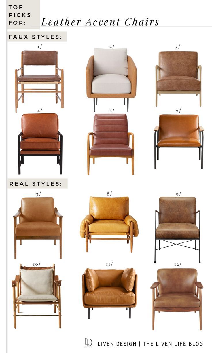 different types of leather accent chairs