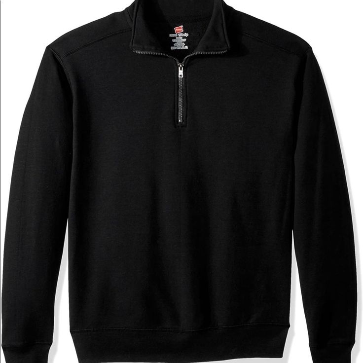 Nwot Long-Sleeve Pullover In Soft 7.2-Oz Ring-Spun Cotton Blend Featuring Quarter-Zip Neckline With Mock Collar Banded Cuffs And Hem Double-Needle Sleeve And Bottom Hems Tag-Free Neck Label Black Half-zip Fleece Jacket, Black Casual Half-zip Fleece Jacket, Casual Black Half-zip Fleece Jacket, Black Fleece Jacket With Zipper Closure, Black Half-zip Fleece Jacket For Fall, Black Crew Neck Fleece Jacket, Black Half-zip Cotton Outerwear, Black Long Sleeve Fleece Jacket With Zipper, Winter Long Sleeve Sweatshirt With Ykk Zipper