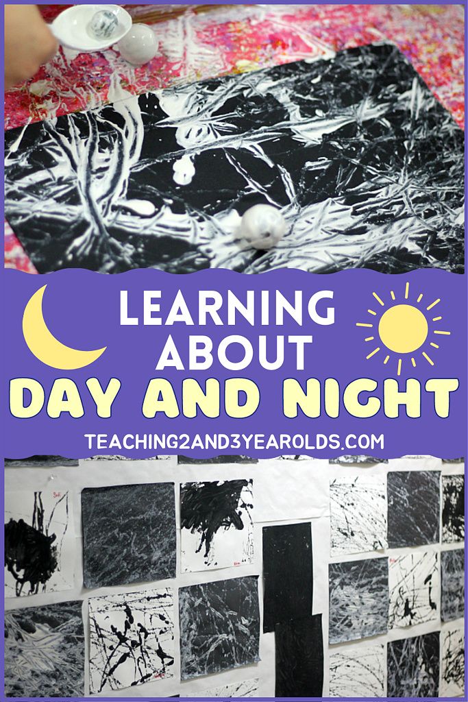 a poster with the words learning about day and night written in white letters on it