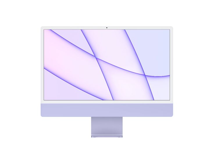 a computer monitor with an abstract design on the screen and side panel, all in white