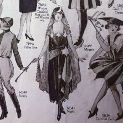 an old fashion pattern for women's clothing from the 1950's, including dresses and hats