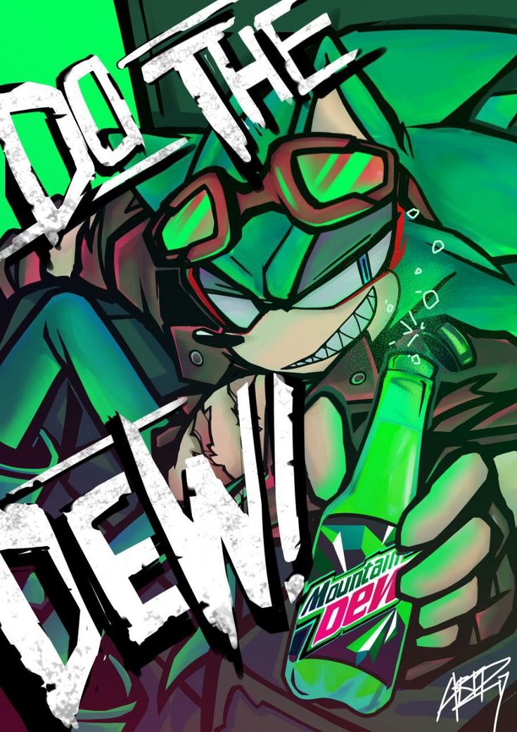 an image of a man holding a beer in his hand with the words do the dew on it