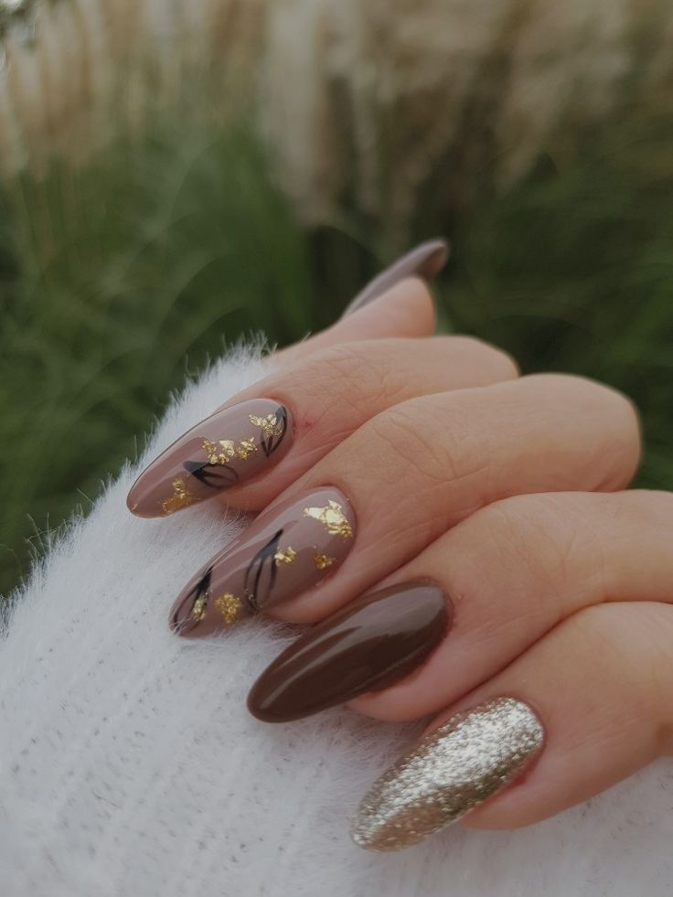 Fall Nail Designs Autumn Classy Almond, Ongles Beiges, Bright Nail Art, Brown Nails Design, Unghie Nail Art, Beauty Hacks Nails, Wow Nails, Spring Acrylic Nails, Gel Nail Art Designs