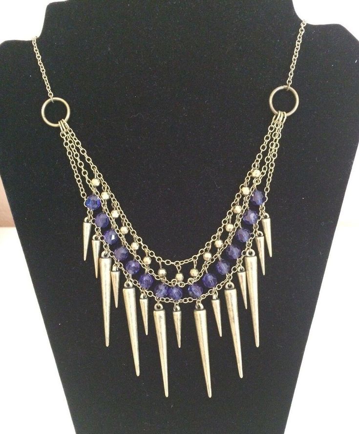 Avon Gold Spiky Blue Crystal Necklace Chain Spiky Necklace, Diy Jewellery Designs, Blue Crystal Necklace, Fashion Jewelry Necklaces, Blue Crystals, Necklace Chain, Fashion Watches, Crystal Necklace, Chains Necklace