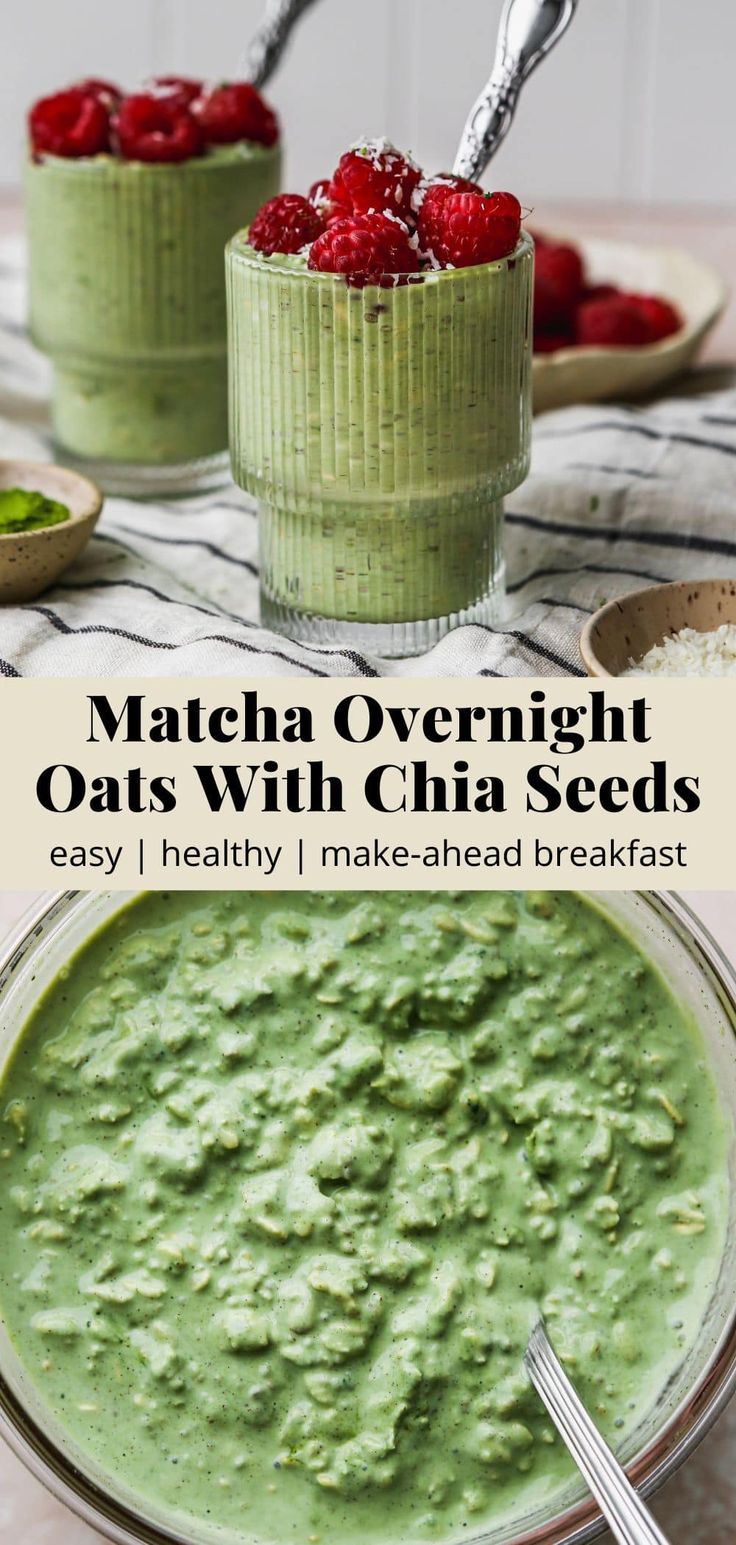 matcha overnight oats with chia seeds