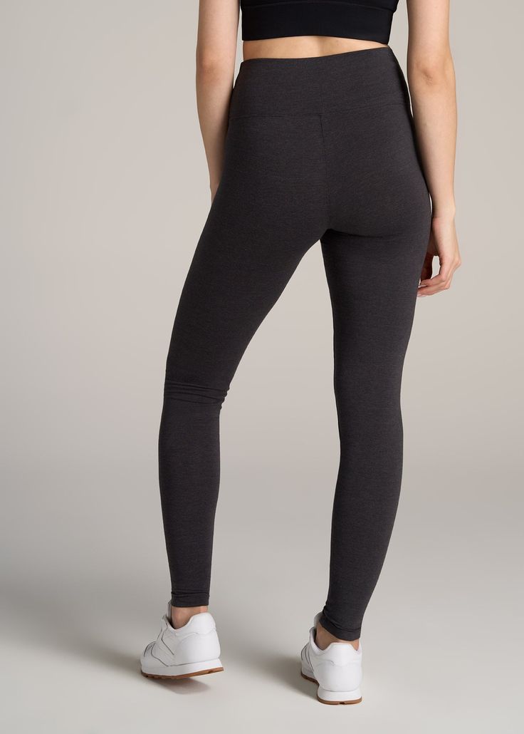 About Our Tall Women’s Leggings Maximum comfort meets maximum length. You’ll want to wear these super-soft cotton tall women’s leggings all day long. We thoughtfully designed this pair to be a staple in your everyday collection that you can reach for time and time again. They’re created with your long legs and torso in mind, with an extended inseam that’ll go past your ankles and a flattering high-rise fit with a wide waistband. Our long leggings for tall women are made of a lightweight cotton a Long Leggings, Leggings Women, Cotton Leggings, Tall Women, Wide Waistband, Grey Cotton, Long Legs, High Rise, Cotton Fabric