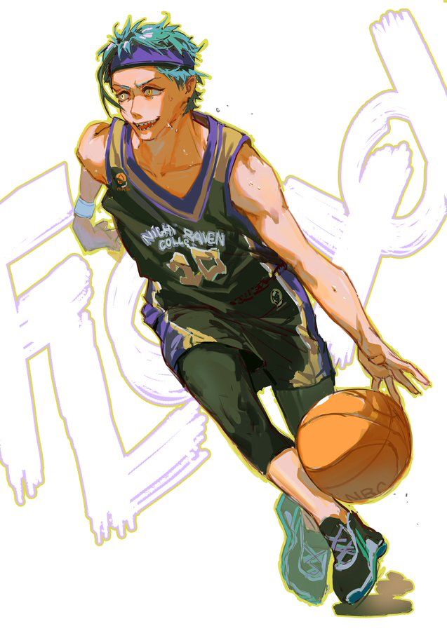 a drawing of a man holding a basketball in his right hand and running with the ball