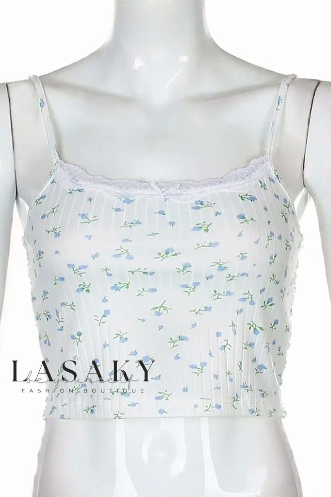 Lasaky - Chic and Elegant Sleeveless Tank Top with Floral Lace Splicing Flowers Fabric, Chic And Elegant, Lace Splicing, Floral Sleeveless, Blue Blouse, Sleeveless Tank Top, Sleeveless Tank, Sleeveless Blouse, Fabric Flowers