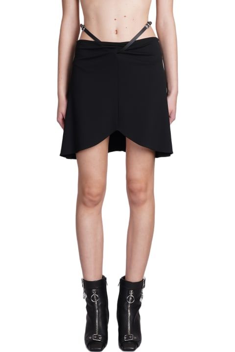 Blumarine Skirt In Black Polyamide | italist Edgy Fitted Skort With Asymmetrical Skirt, Edgy Fitted Asymmetrical Skort, Modern Asymmetrical Bottoms For Party, Chic Short Elastane Skirt, Chic Black Asymmetrical Skort, Chic Asymmetrical Black Skort, Black Asymmetrical Fitted Skort, Black Fitted Asymmetrical Skort, Fitted Flared Draped Skirt For Work