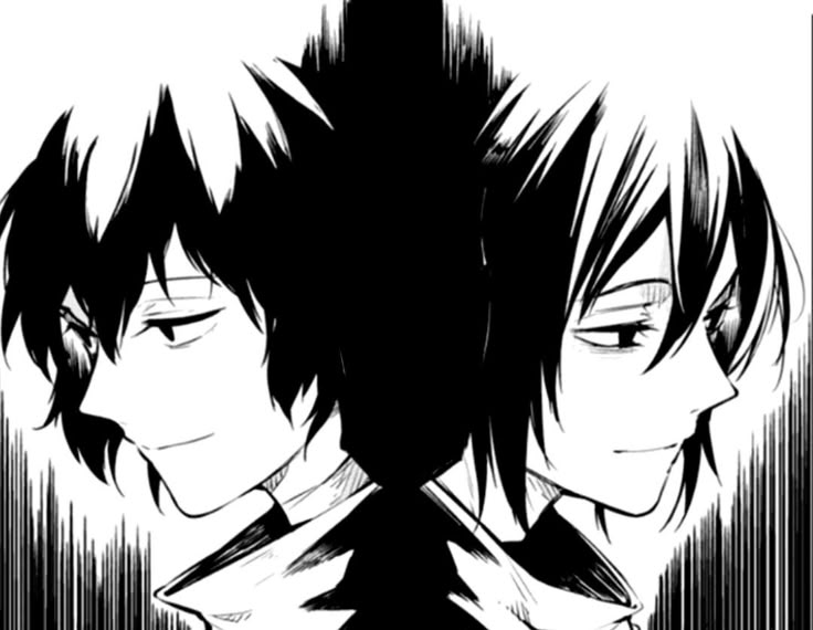 two anime characters with black and white hair