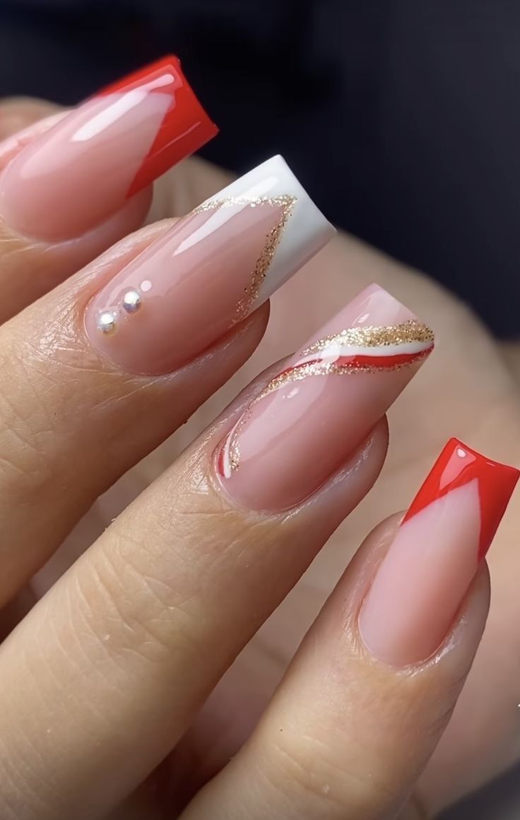 20+ Pretty Trending Fall Nails 2023 Nails Rojas Cortas, Summer Nails Designs 2023, Colorful Summer Nails, Summer Nails Designs, Red And Gold Nails, 2023 Nails, Christmas Gel Nails, Nails Now, Simple Gel Nails