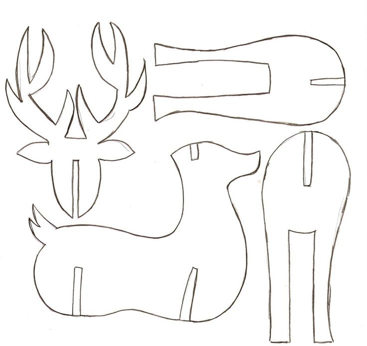 a drawing of deers with horns and trees in the background