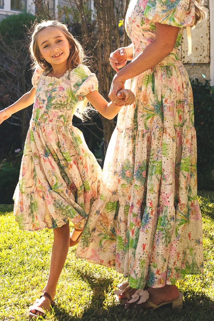 Mini Zoey Dress – Ivy City Co Multicolor Floral Dress With Smocked Bodice For Garden Party, Multicolor Floral Dress For Garden Party, Floral Dress With Smocked Bodice For Garden Party, Garden Party Dress With Smocked Bodice And Short Sleeves, Spring Dress With Smocked Back And Short Sleeves, Short Sleeve Dress With Smocked Bodice For Garden Party, Multicolor Floral Dress With Smocked Bodice For Summer, Multicolor Floral Puff Sleeve Dress For Spring, Spring Multicolor Floral Dress With Puff Sleeves