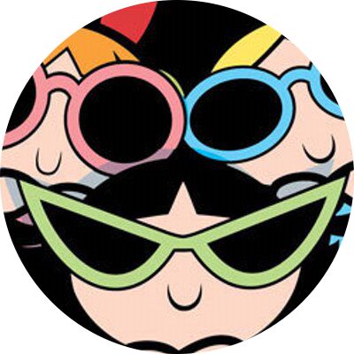 the powerpuff girls cartoon characters are wearing sunglasses and one has his head tilted back