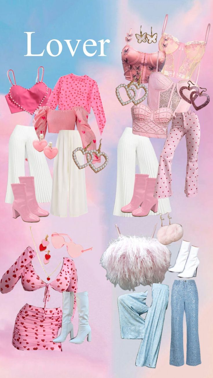 Taylor Swift Lover Outfits Diy, Taylor Swift Concert Outfit Matching, Eras Tour Outfits Trio, Trio Eras Tour Outfits, Lovers Era Outfits, Eras Tour Hair Ideas, Eras Tour Hair, Era Tour Outfits, Eras Fits