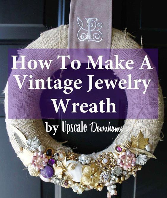 a wreath that has been made to look like a vintage jewelry wreath