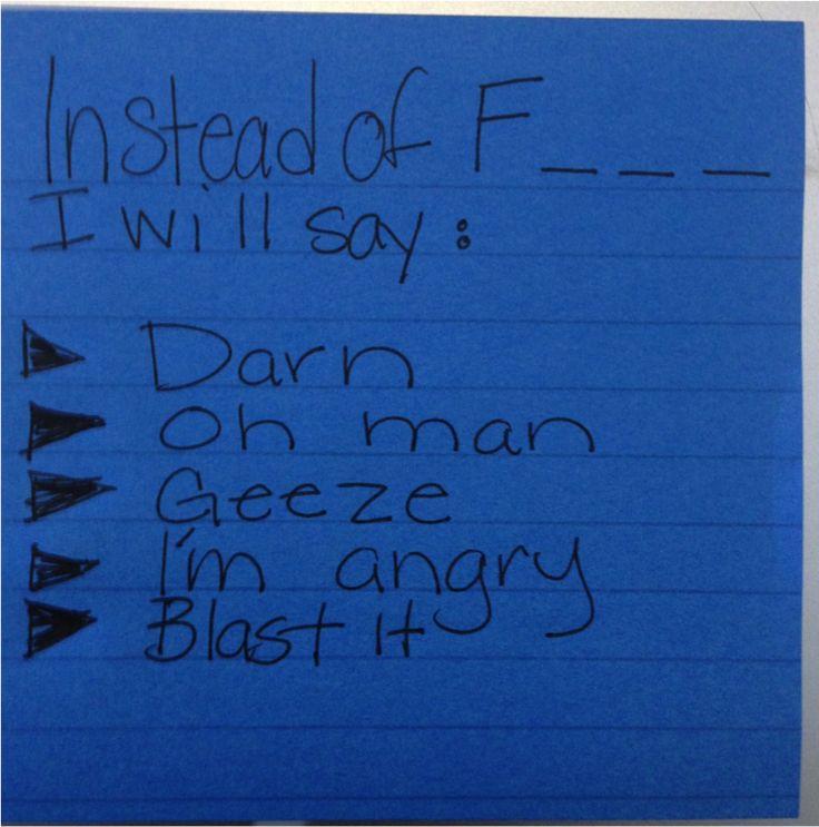 a blue piece of paper with writing on it that says instead of f will say