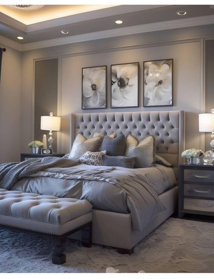 Bedroom Ideas Master Modern, Gray Bedroom Ideas, Neutral Bedroom Decor, Luxe Bedroom, Classy Bedroom, Guest Bedroom Decor, Grey Bedroom, Bedrooms Decor, Gray Bedroom